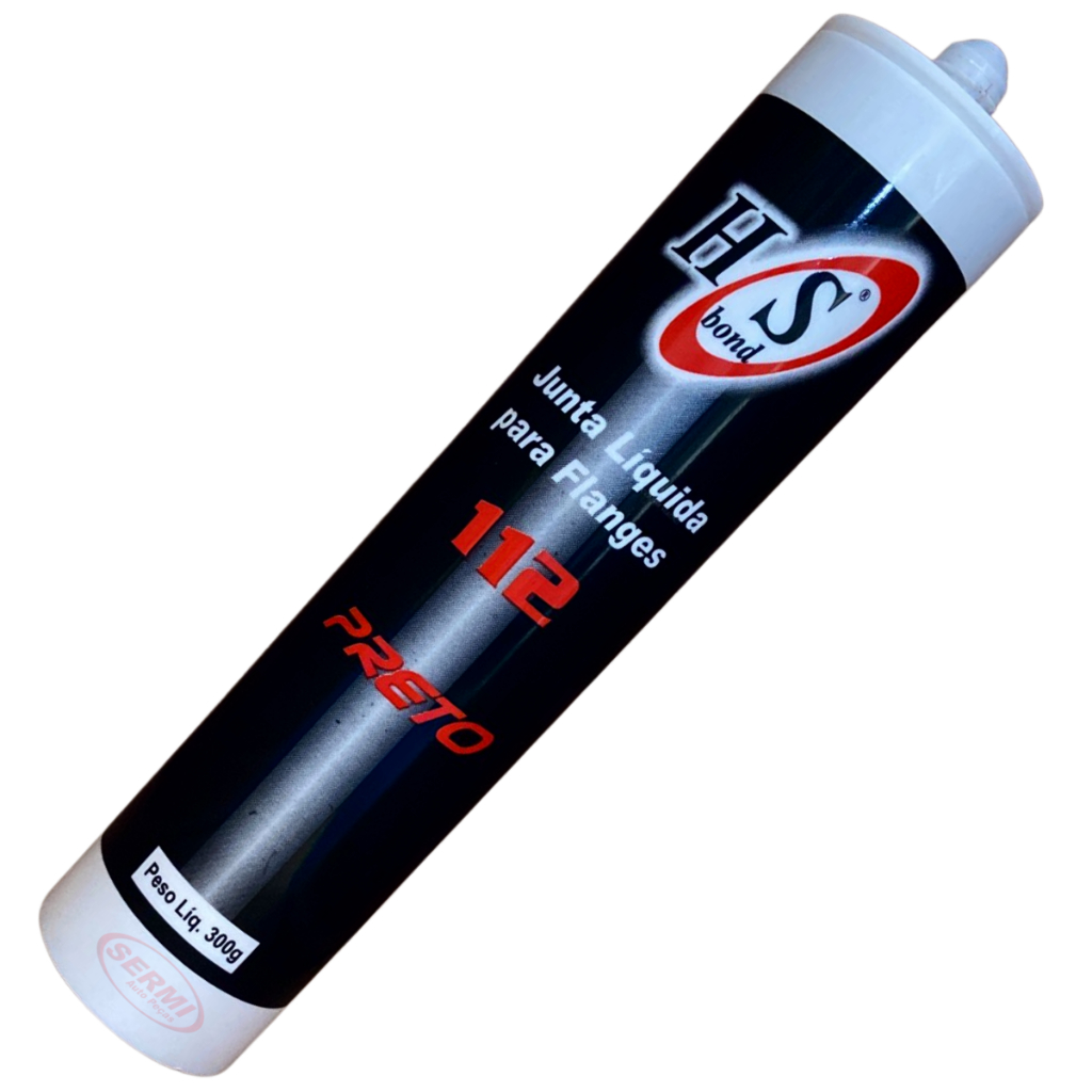 Cola Silicone Alta Temperatura 112 Preta HS Bond 300g Para aplicação Tampa de válvulas Bombas D'agua Protetor de Poeira
