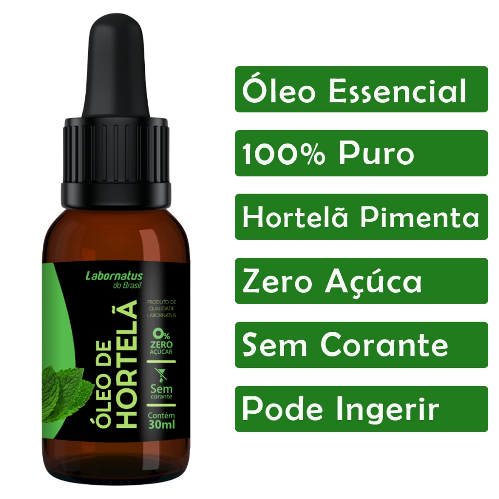 Óleo de Hortelã Pimenta Puro e Natural Comestível Sem Açúcar 30ml Labornatus em Oferta na Shopee