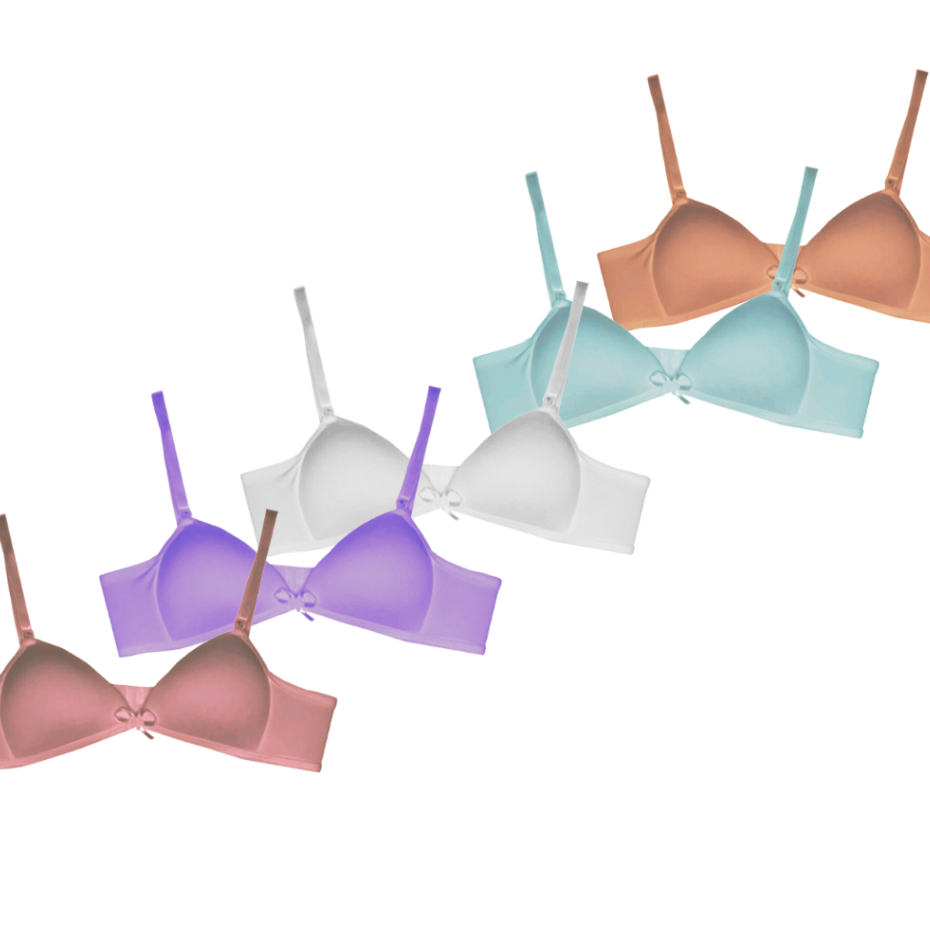 Sutiã infantil juvenil com bojo liso fecho nas costas