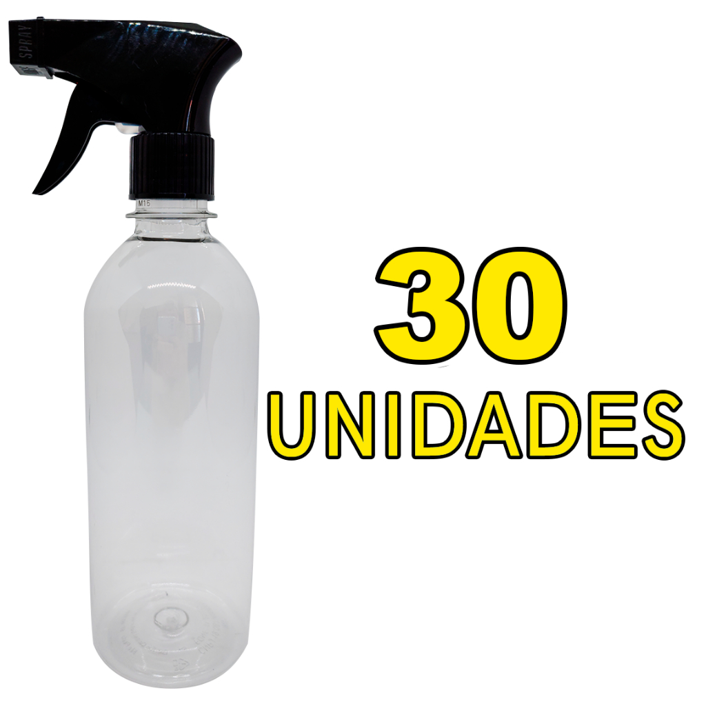 Caixa com 30 Garrafinha Transparente com Borrifador - 500ml em Oferta na Shopee