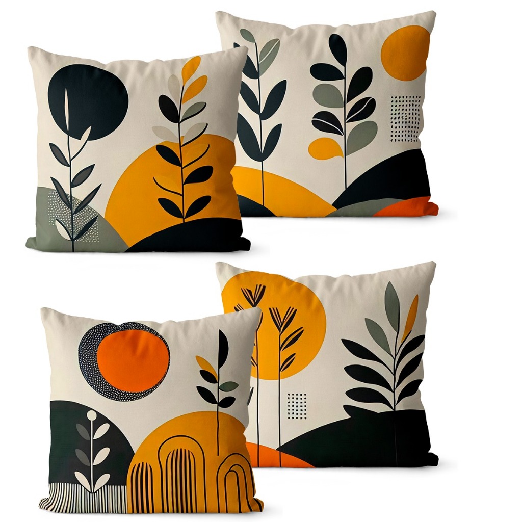 Kit 4 Capas de Almofadas Decorativas 45x45 - Amarelo e Preto em Oferta na Shopee