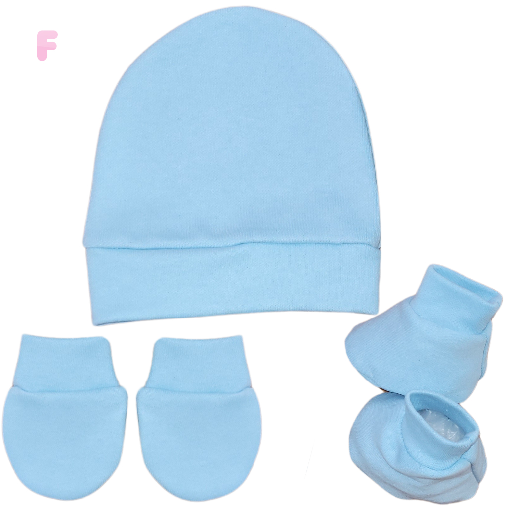 Kit Touca Luva Sapato Bebê Recém Nascido 100% Algodão Confortável Maternidade Grávida Presente