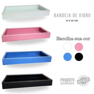 Bandeja colorida de vidro retangular decorativa 10x20cm em Oferta na Shopee