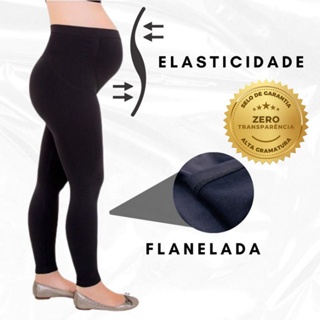 Calça Legging Gestante Peluciada Inverno Maternidade Flanelada Quentinha Grávida