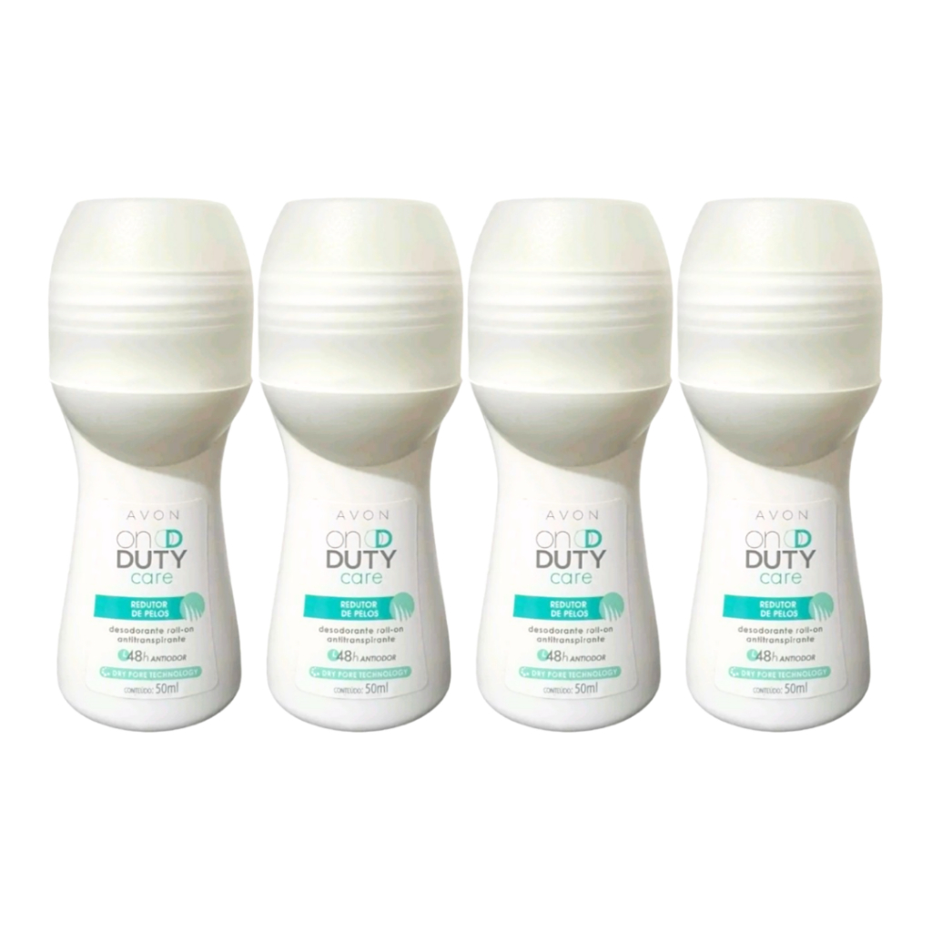 Kit com 4 Desodorante Roll-on On Duty Redutor de Pelos 50ml - Feminino Avon em Oferta na Shopee