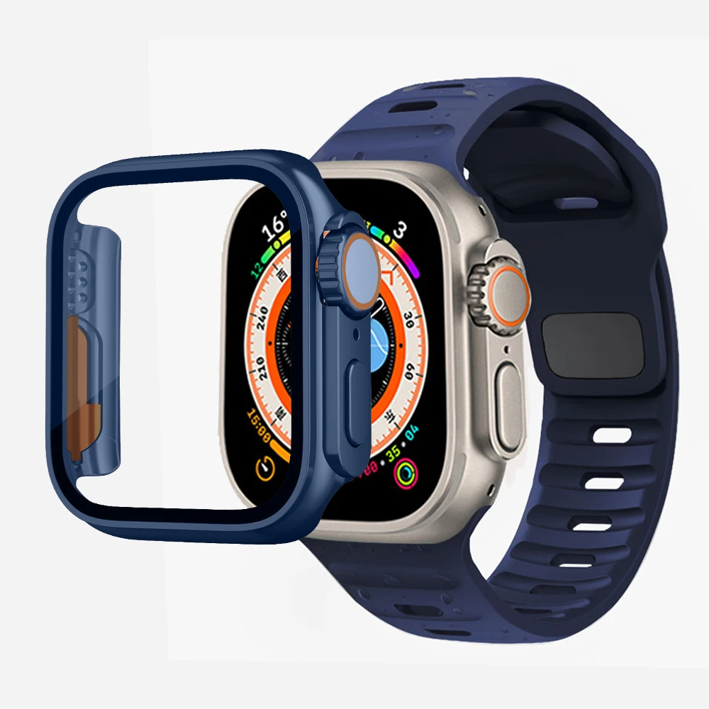 Smartwatch Silicone Pulseira+Mude Para Ultra 2 Case Kit Para Apple iWatch 40mm 44mm 41mm 42mm 38mm 45mm Pulseira+Capa
