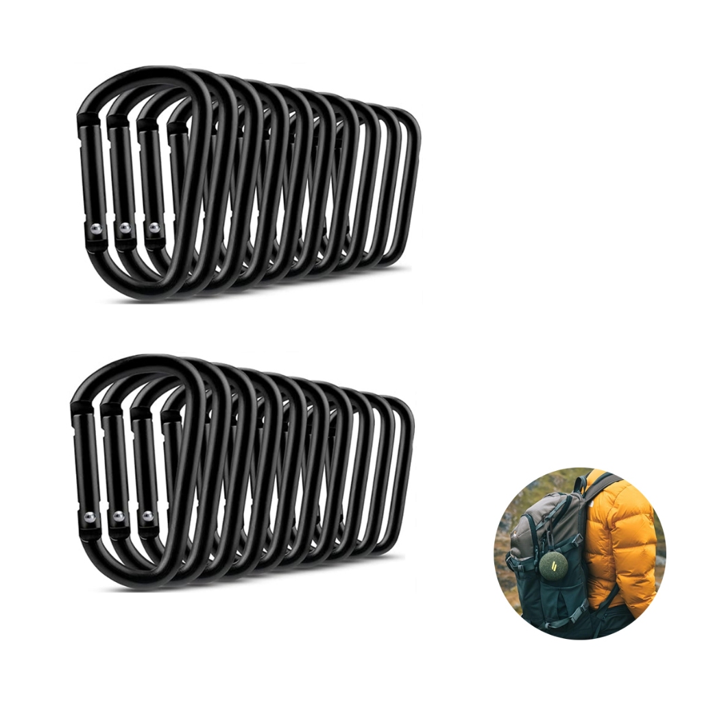 Kit 20 Mosquetão Gancho De Anel D Para Acampamento