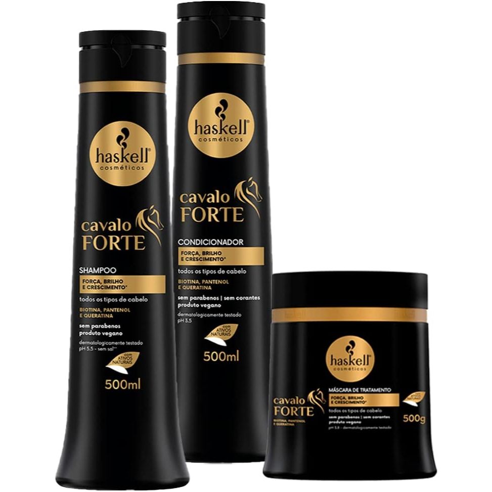 Kit Cavalo Forte Haskell Shampoo E Condicionador +  Máscara 500G Salao de Beleza Cuidados ...