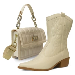 Kit Bolsa com Bota Texana Country Saltinho Confortavel Moda Atual Feminina Menina K10
