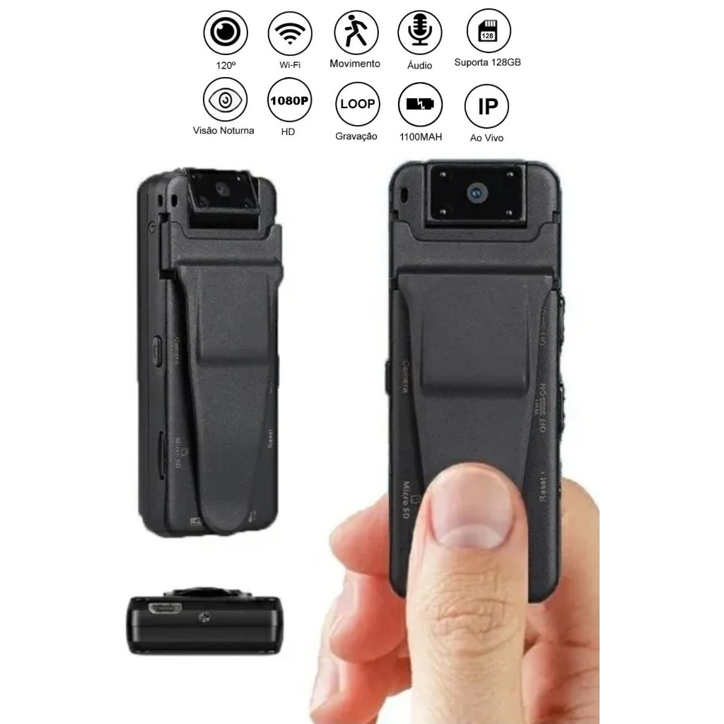 Mini Câmera Wifi A8 Full HD 1080p Imagem e Som Bateria 1100mah