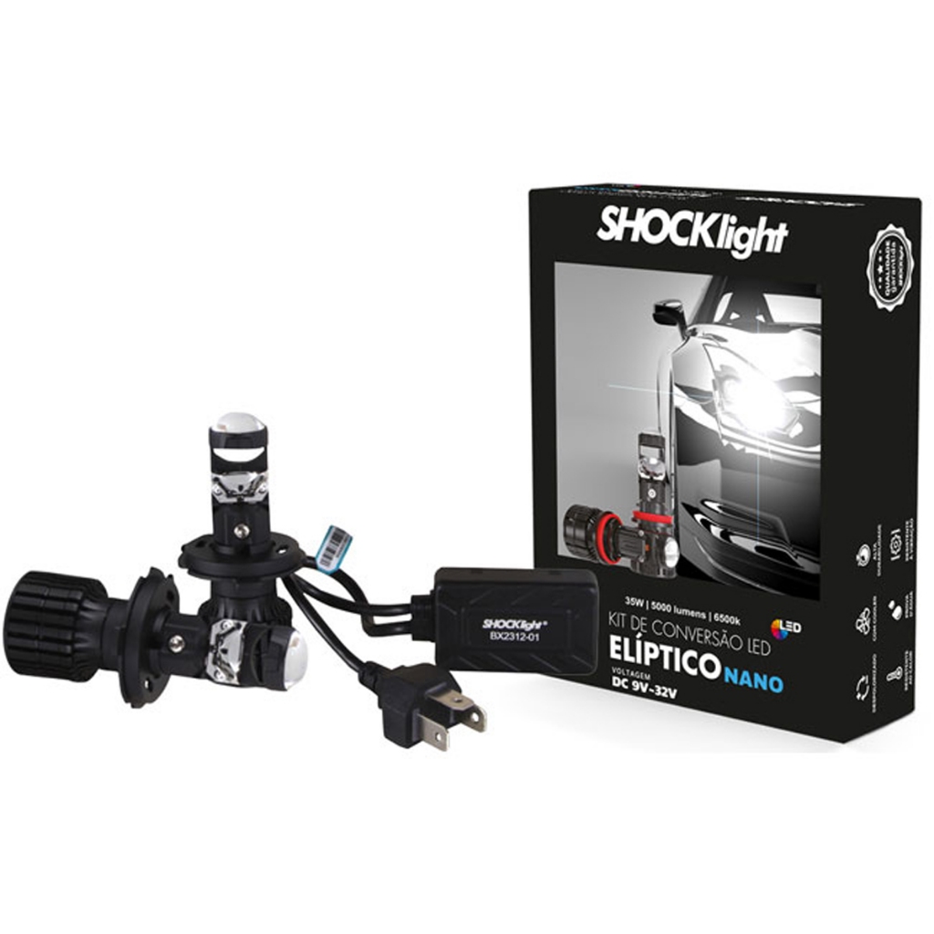 Kit Lâmpada Led Mini Projetor Canhão Eliptico 6500K Super Branca Shocklight Par