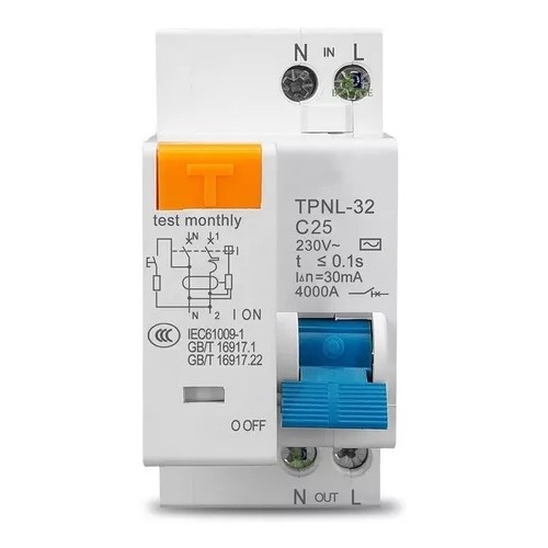 Disjuntor Dr Bipolar Fuga Diferencial Residual 2p 25a 30ma