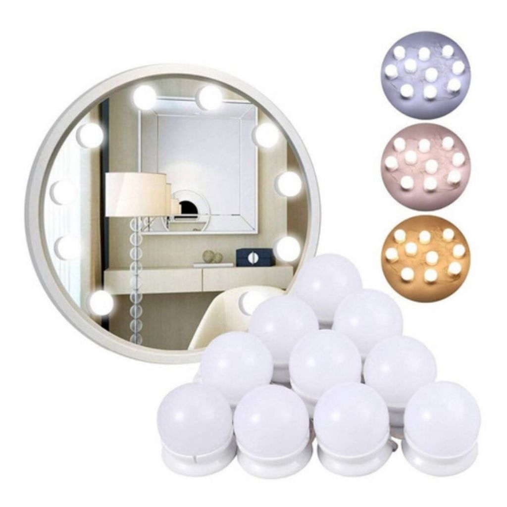 Kit 10 Luzes Para Espelho Maquiagem Camarim 3 Tons - Envio Já!