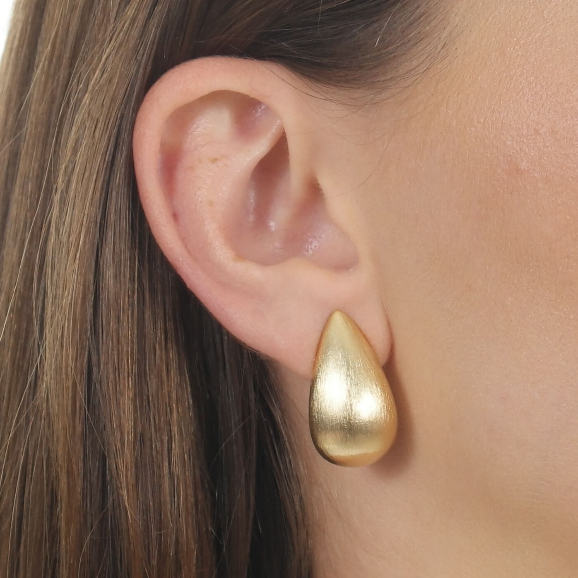 Brinco Gota Lixado Banhado a Ouro 18k - Luane Acessórios em Oferta na Shopee