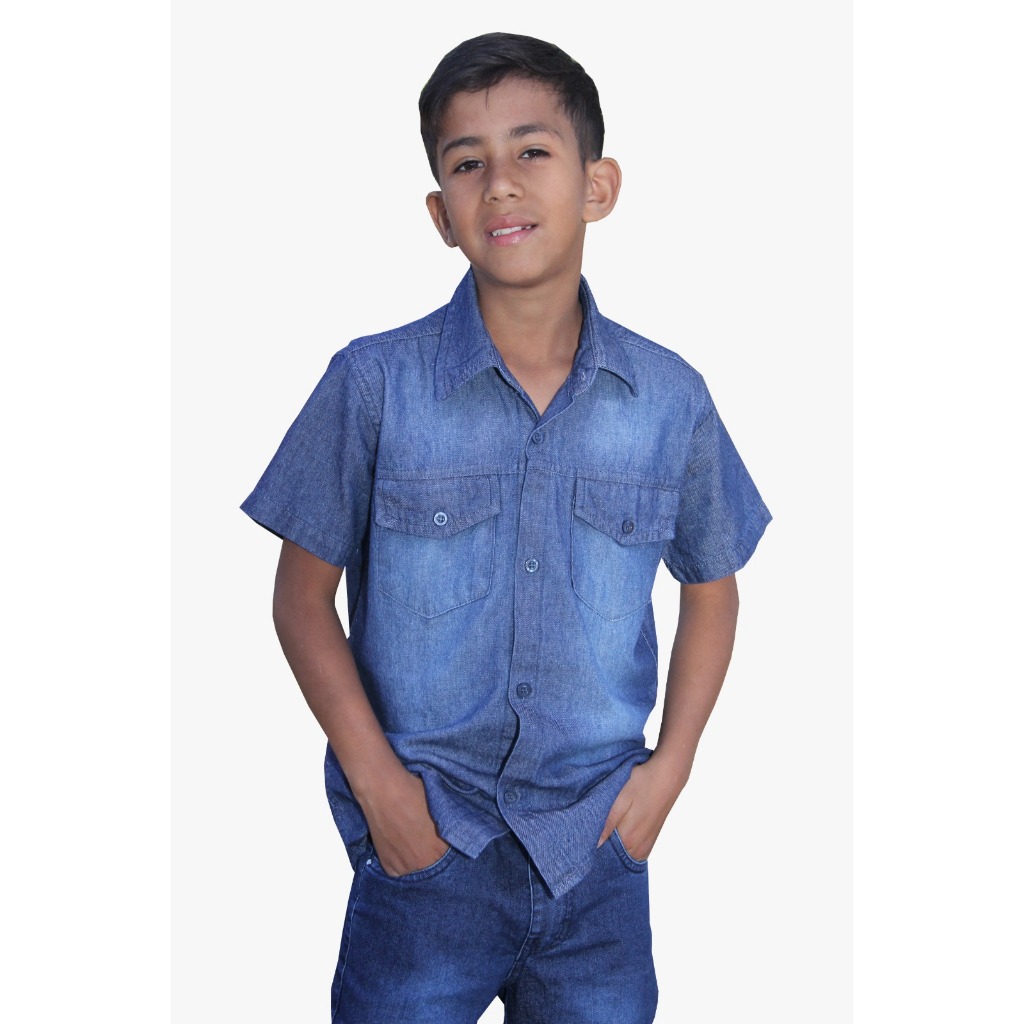 Camisa social infantil e juvenil manga curta para meninos do tamanho 1 ao 16 direto da fábrica