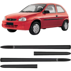 Jogo De Friso Lateral Corsa 98 Diante 2 Portas Preto Rígido