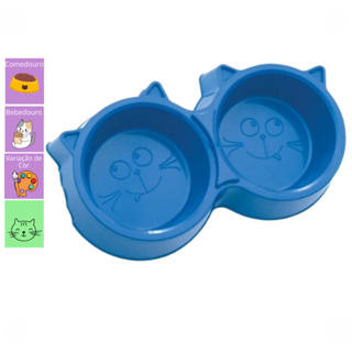 Comedouro Duplo para Gatos Fominha água e ração em Oferta na Shopee