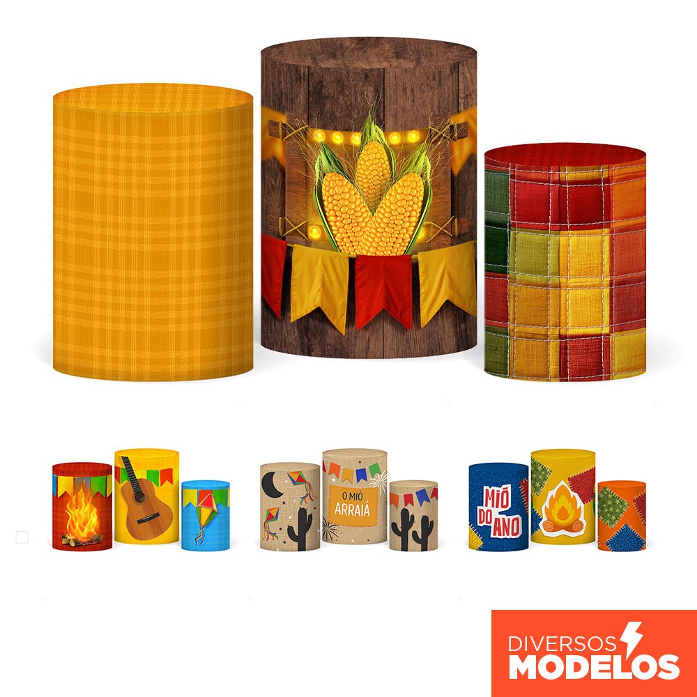 Trio Capas Cilindros Festa Junina Veste Fácil em Tecido com Elástico para Festas em Oferta na Shopee