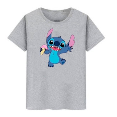 CAMISETA ADULTA E INFANTIL STITCH DESENHO 100% ALGODÃO 30.1 ESTAMPADA SORVETE
