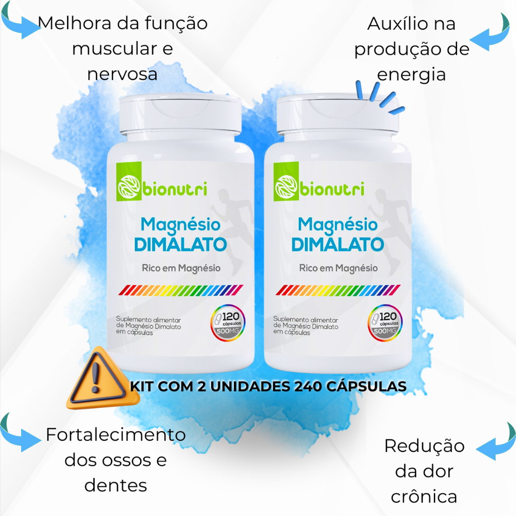 KIT 2 Magnésio Dimalato 120 cásulas 500mg concentrado com laudo - máximo 2 ao dia Original