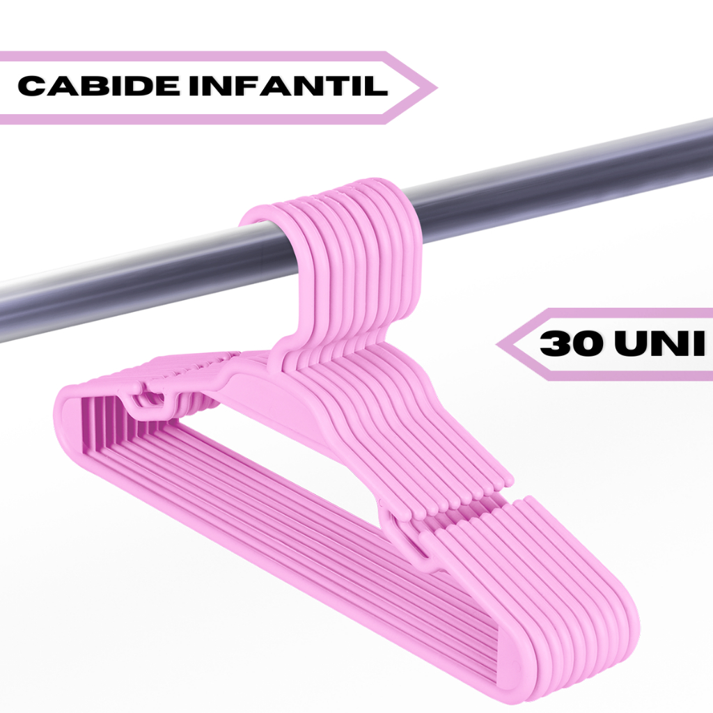 Kit 30 Cabides Infantil Baby 5,5mm Rosa em Oferta na Shopee
