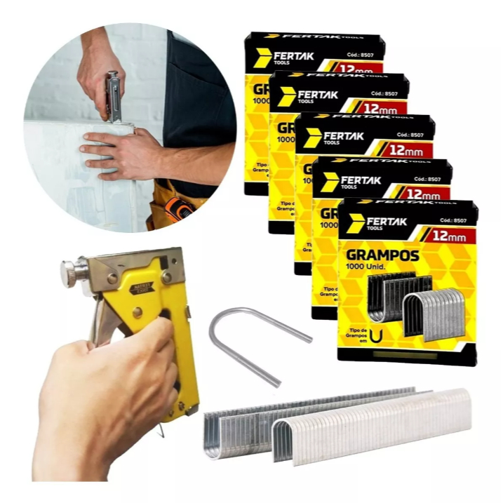 Kit 5.000 Grampos Modelo Tipo U 12 Mm Para Grampeador Tapeceiro Fertak Cód.8507