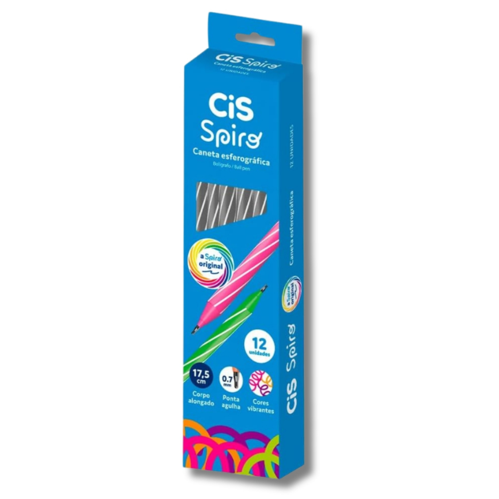 Kit C/12 Caneta Esferográfica 0.7 Preta Spiro Linc - Cis em Oferta na Shopee