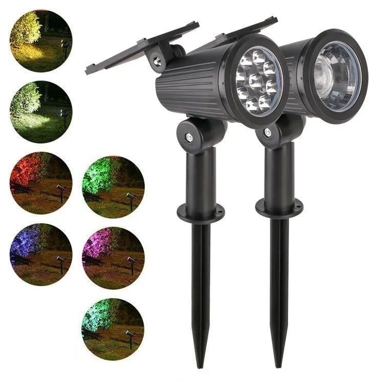 Luminária Solar Para Jardim Espeto Spot LED Projetor A Prova D'agua RGB 7 Cores em Oferta na Shopee