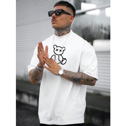 Camiseta Oversized Urso X Streetwear Caimento Top 100% algodão