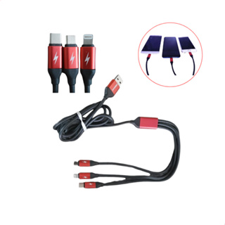 Cabo USB 3 EM 1 Linghtning Type C V8 1,2 Metros para Celular OBERON em Oferta na Shopee