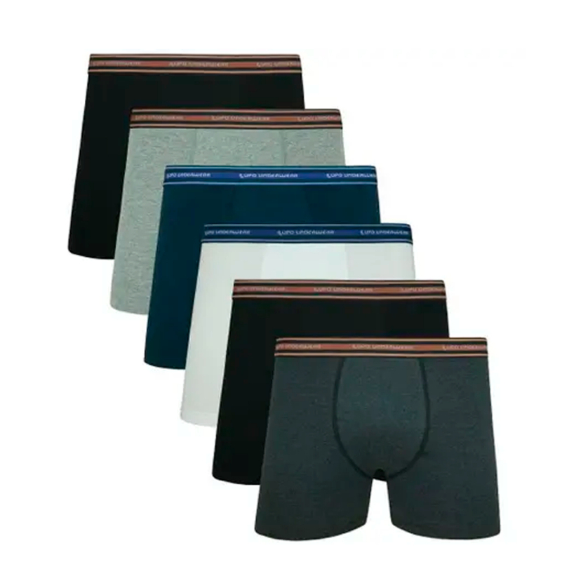 KIT 6 CUECAS BOXER LUPO ALGODÃO - 00523-088 - BRANCO/AZUL - G (46-48) KIT 6 CUECAS BOXER LUPO ALGODÃO - 00523-088 - BRANCO/AZUL - G (46-48)