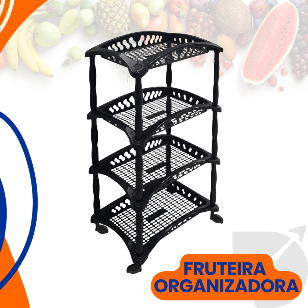 Fruteira Organizador Vertical Com Rodinhas 4 Cestos Andares em Oferta na Shopee