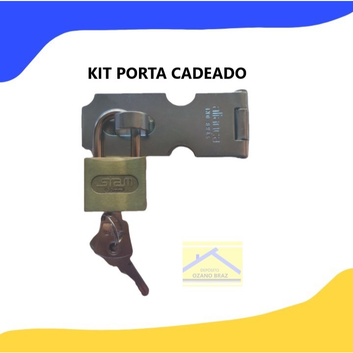 PORTA CADEADO DOBRADIÇA ALIANÇA COM CADEADO STAM 30MM MAIS PARAFUSOS.