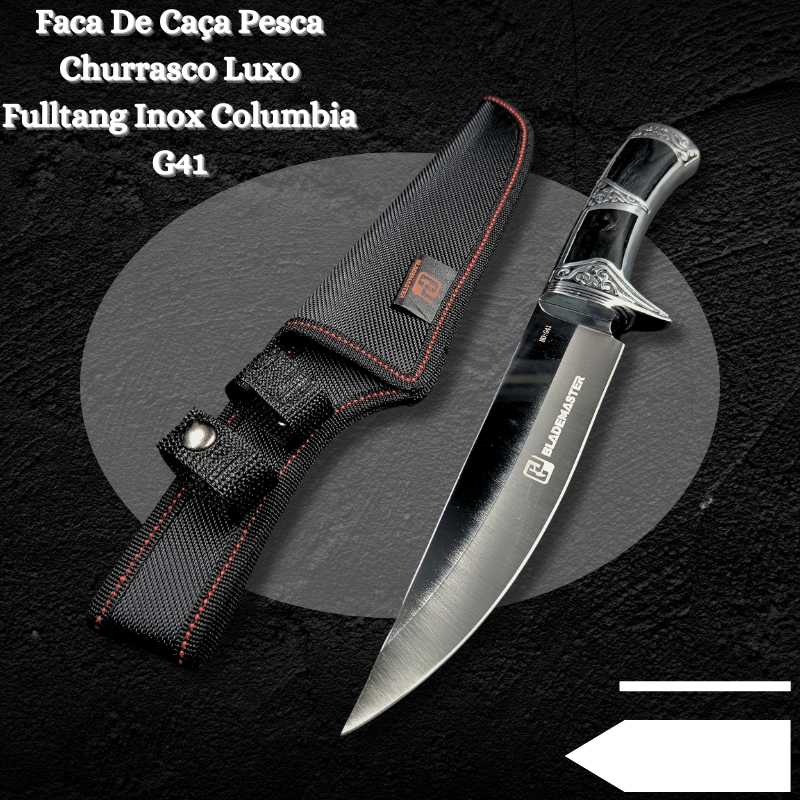 Faca Pesca Churrasco Luxo Fulltang Inox Columbia