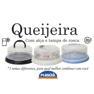 Queijeira em plástico com alça móvel fechamento em rosca - qualidade Plasútil - 4 opções de cores: em Oferta na Shopee