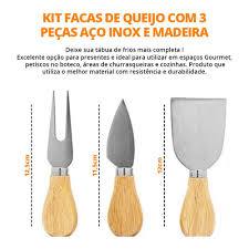 Kit 3 Peças Para Queijo Faca Garfo E Espátula Inox Para Provolone E Queijos