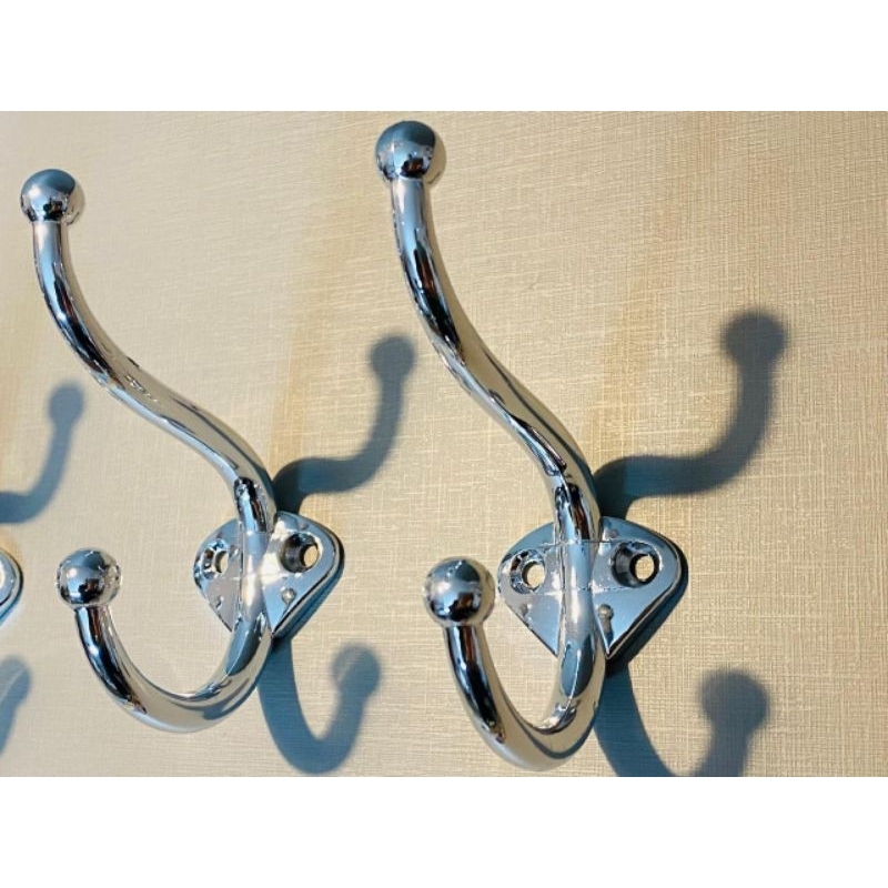 Gancho Duplo de Ferro Grande Cromado 10 cm em Oferta na Shopee