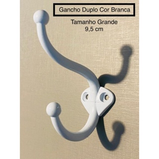 Gancho Duplo de Ferro Grande Branco 10 cm em Oferta na Shopee