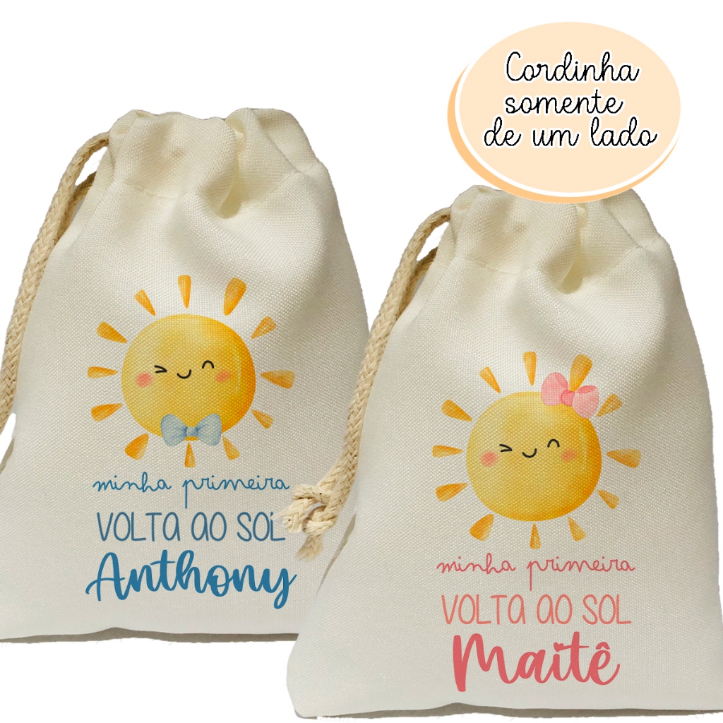 Saquinho Minha Primeira Volta Ao Sol Personalizado LEIA A DESCRIÇÃO em Oferta na Shopee