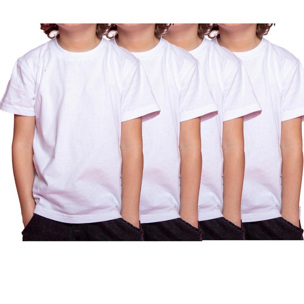 Kit4 Camiseta Infantil  poliéster lisa para sublimação  alta qualidade para personalizar  não transparente em Oferta na Shopee