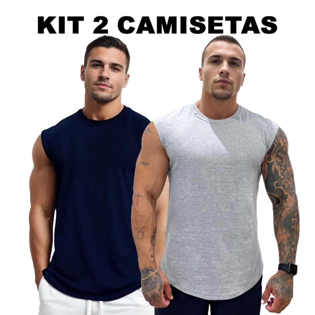 KIT 2 Camisetas Marinho + Cores Masculinas Manga Japonesa Longline em Algodão Bombey Lisa