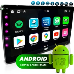 Central Multimídia 9 Polegadas Android 13 2Gb CarPlay Android Auto Sem Fio Wifi GPS S900 Svart