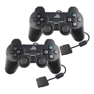 Kit 2 Controles para  Ps2 Com Fio preto