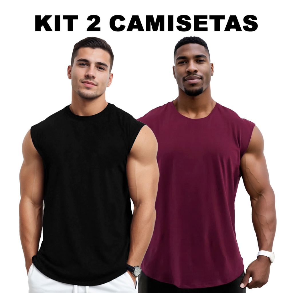 KIT 2 Camisetas Preto + Cores Masculinas Manga Japonesa Longline em Algodão Bombey Lisa