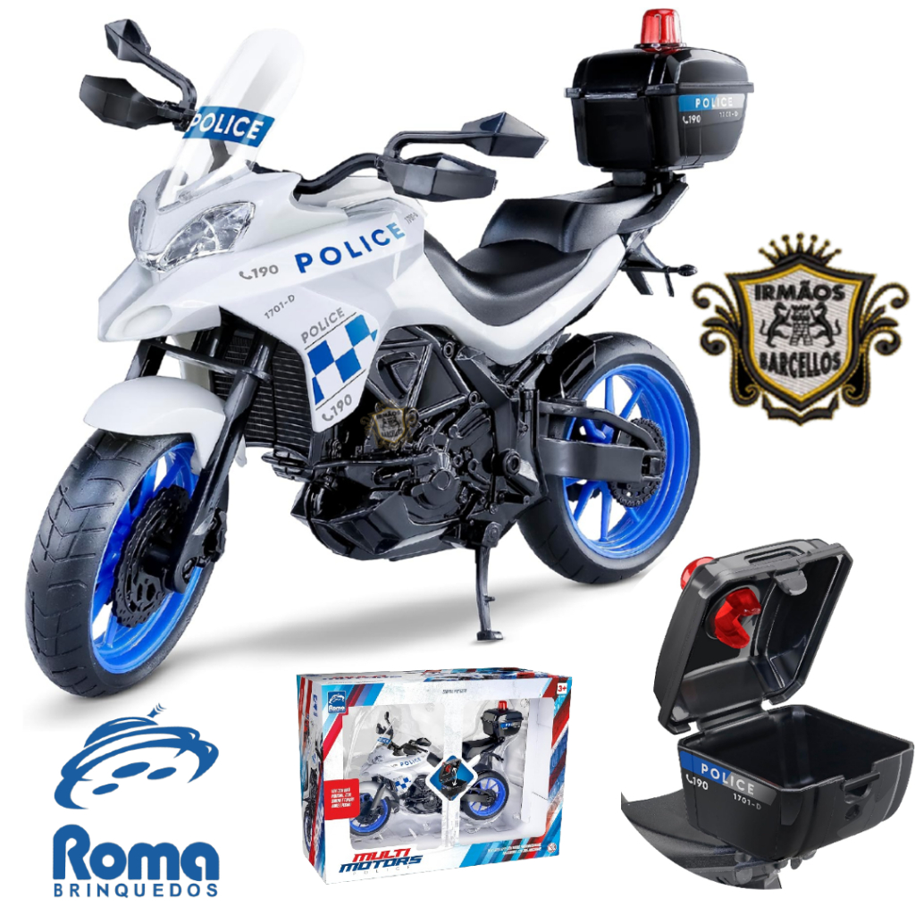 Brinquedo Infantil Moto De Polícia Realista Com Baú Funcional Plástico - Brinquedos Roma