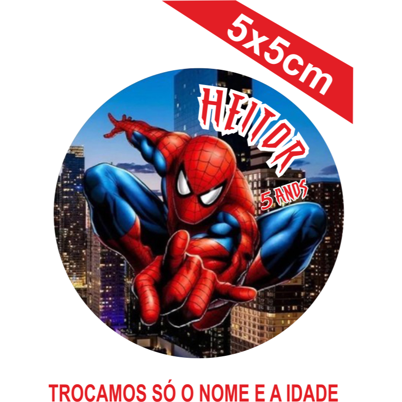 Adesivos Homem Aranha Personalizados 5x5cm Festa Aniversário Lembrancinha