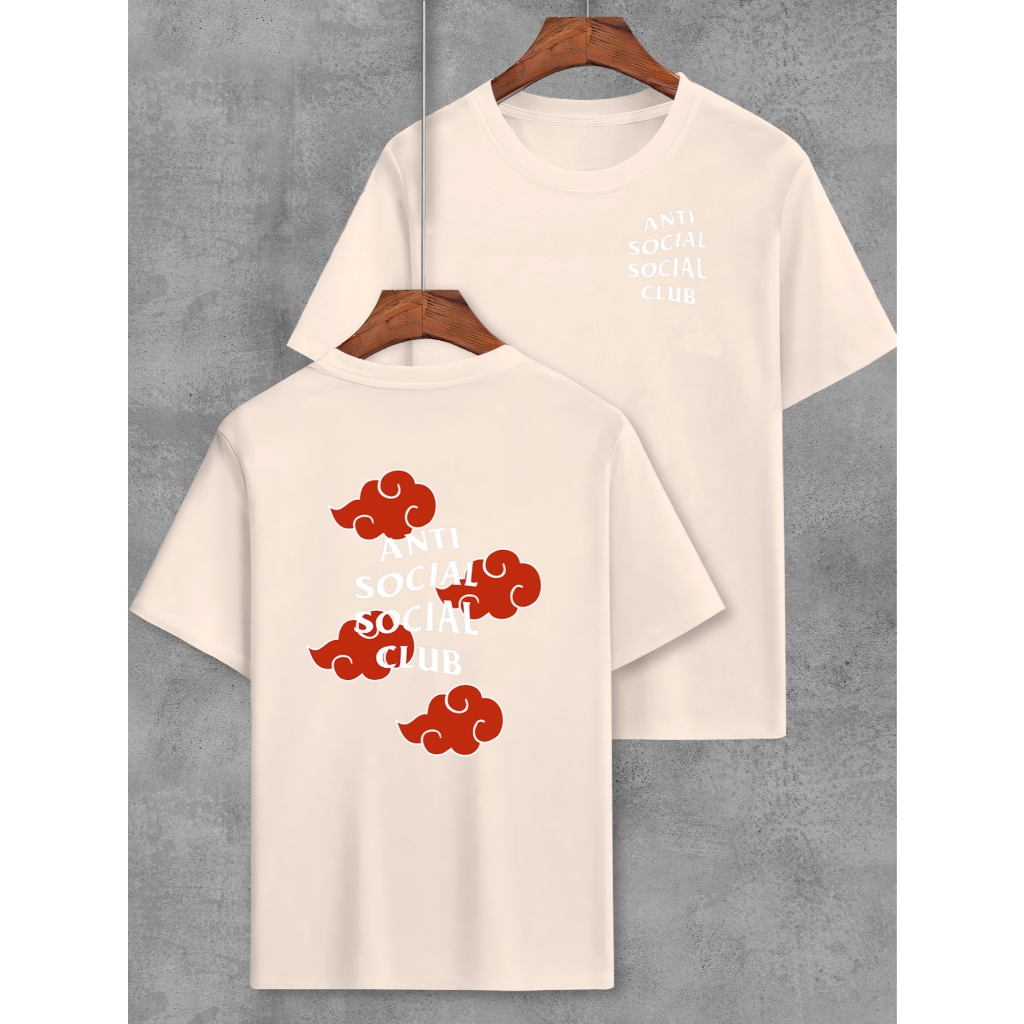 Camiseta Estampa Anti Social Club Cloud Street Frente e Costa Blusa Tecido Algodão Camisa Unissex