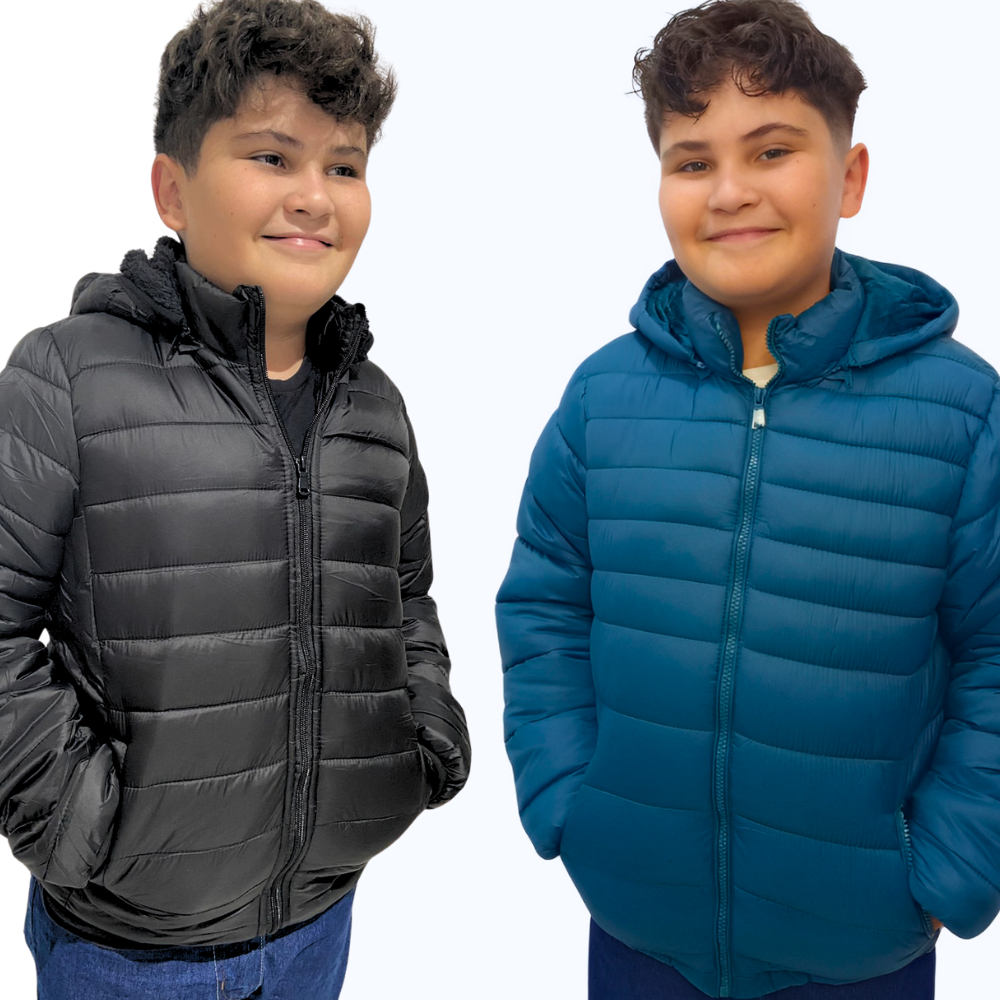 Jaqueta de frio peluciada infantil masculina feminina blusa casaco puffer corta vento - Pr...