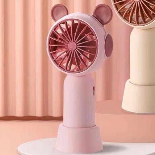Mini Ventilador Gatinho/Urso Recarregável Portátil De Mão e Mesa Usb Cor Rosa RC327 em Oferta na Shopee