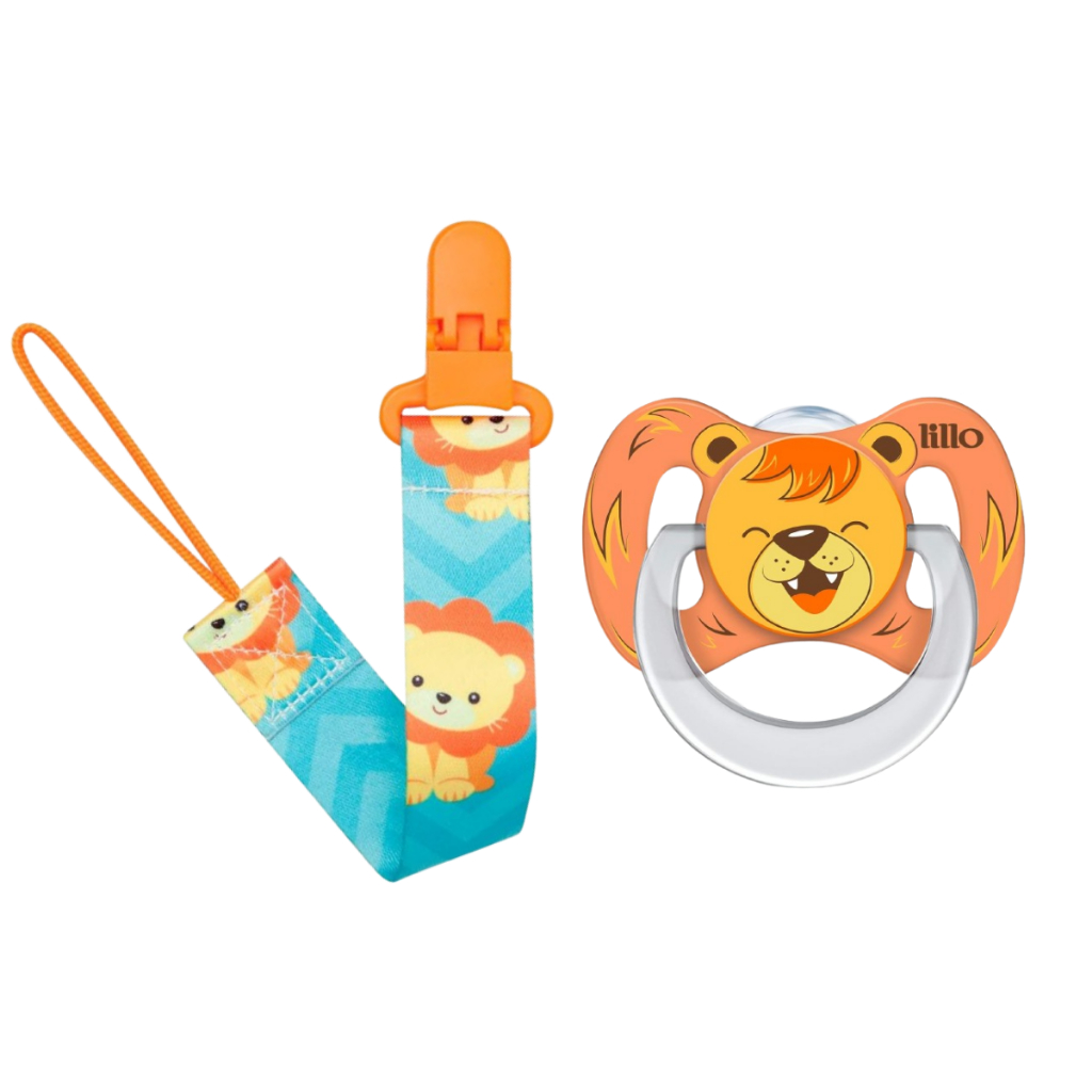 Chupeta Lillo Funny Leão Ortodôntica +6 meses com Prendedor